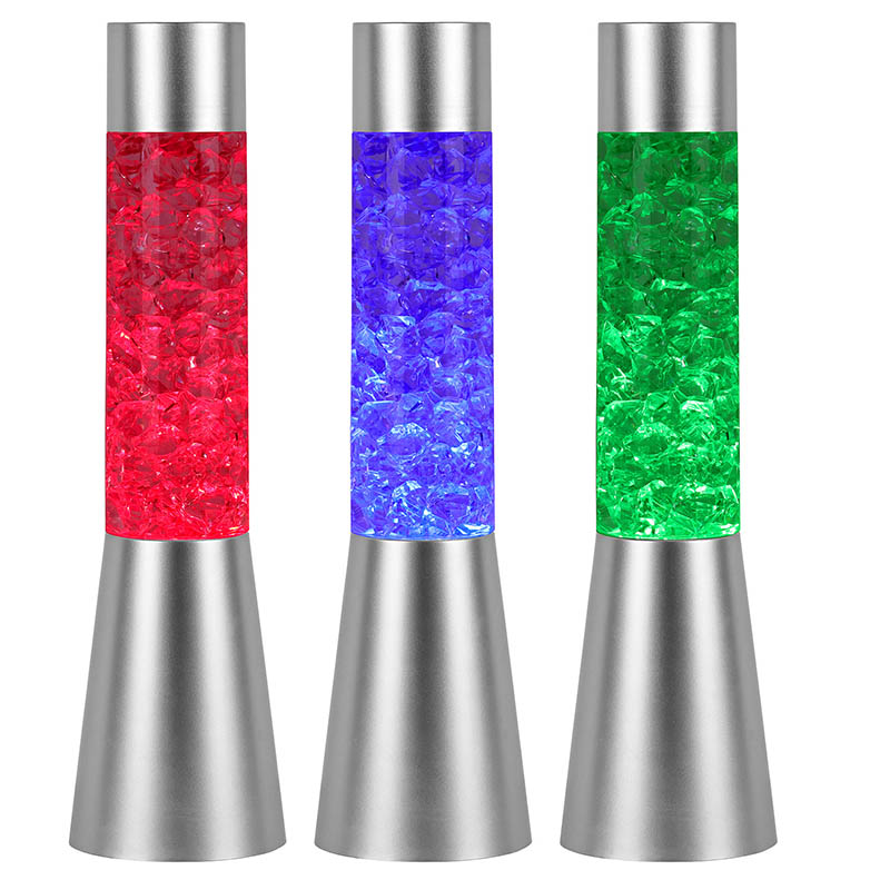 Kolorea aldatzen duen distira likidoaren gaueko argia izotz itxurarekin