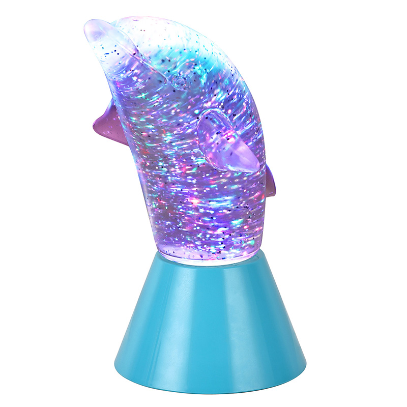 Dolphin Kid Gift Glitter RGB Nigh Light