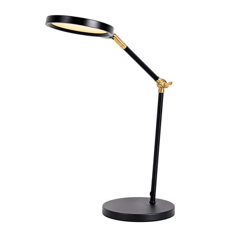 Urrezko LED mahaiaren lanpara beso luzearekin