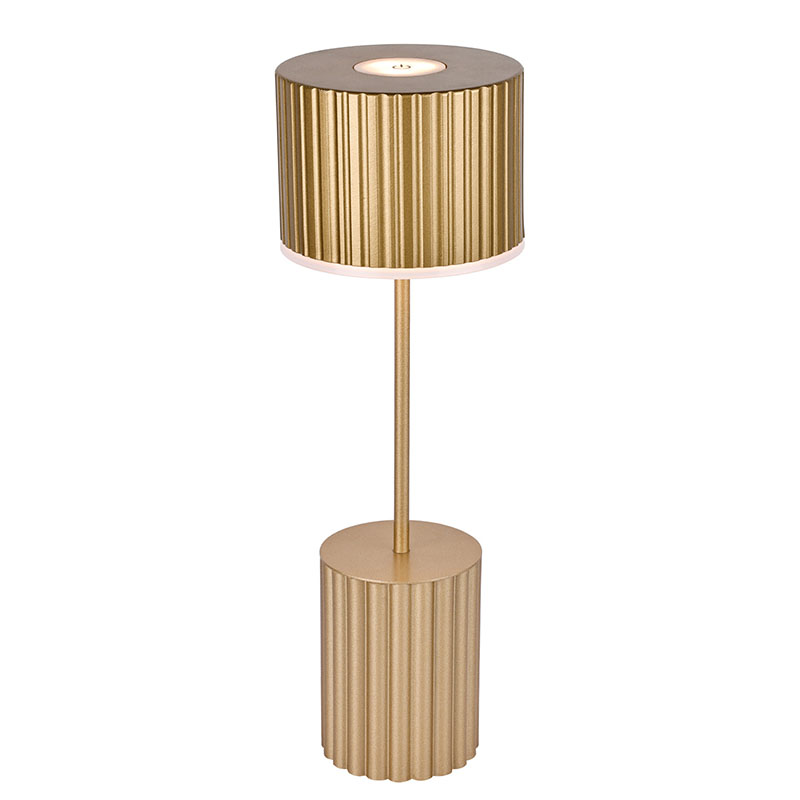 Pantaila metalikoko mahai-lanpara txikia bateriarekin