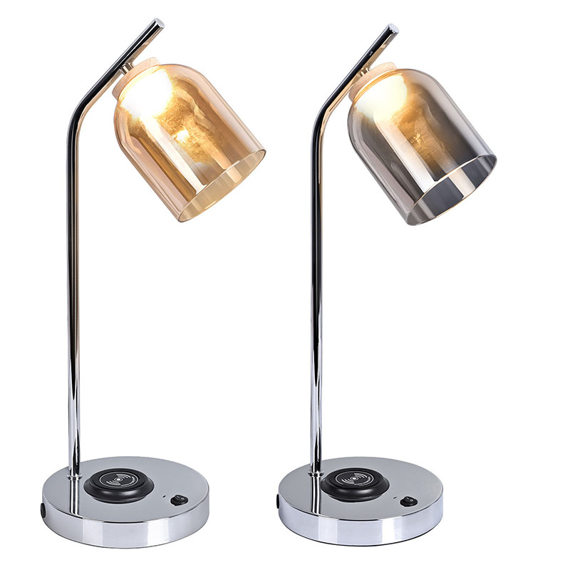 QI led mahaiko lanpara kristalezko pantailarekin