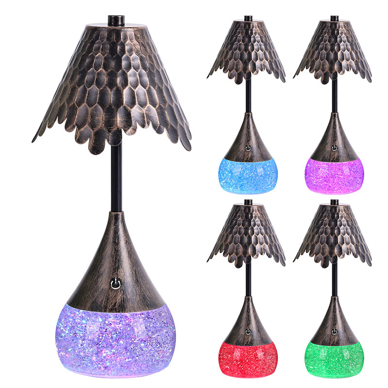 Erretorearen itzala LED mahaiaren lanpara RGB glitter oinarriarekin