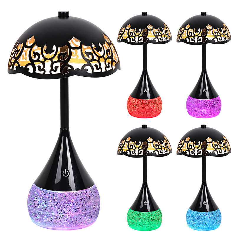 RGB kolore base LED mahaiko lanpara aterki forma du