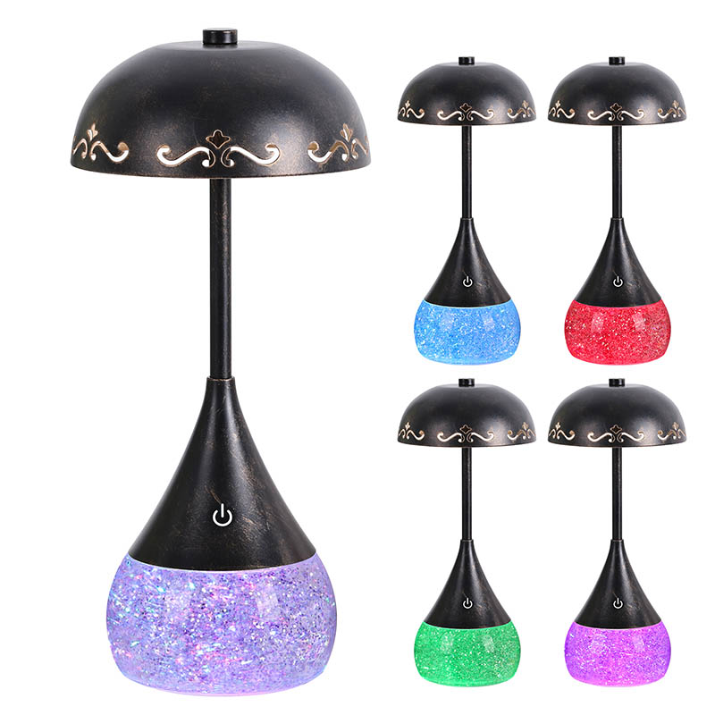 RGB Glitter Botila LED mahaiko lanpara tapa makurrarekin